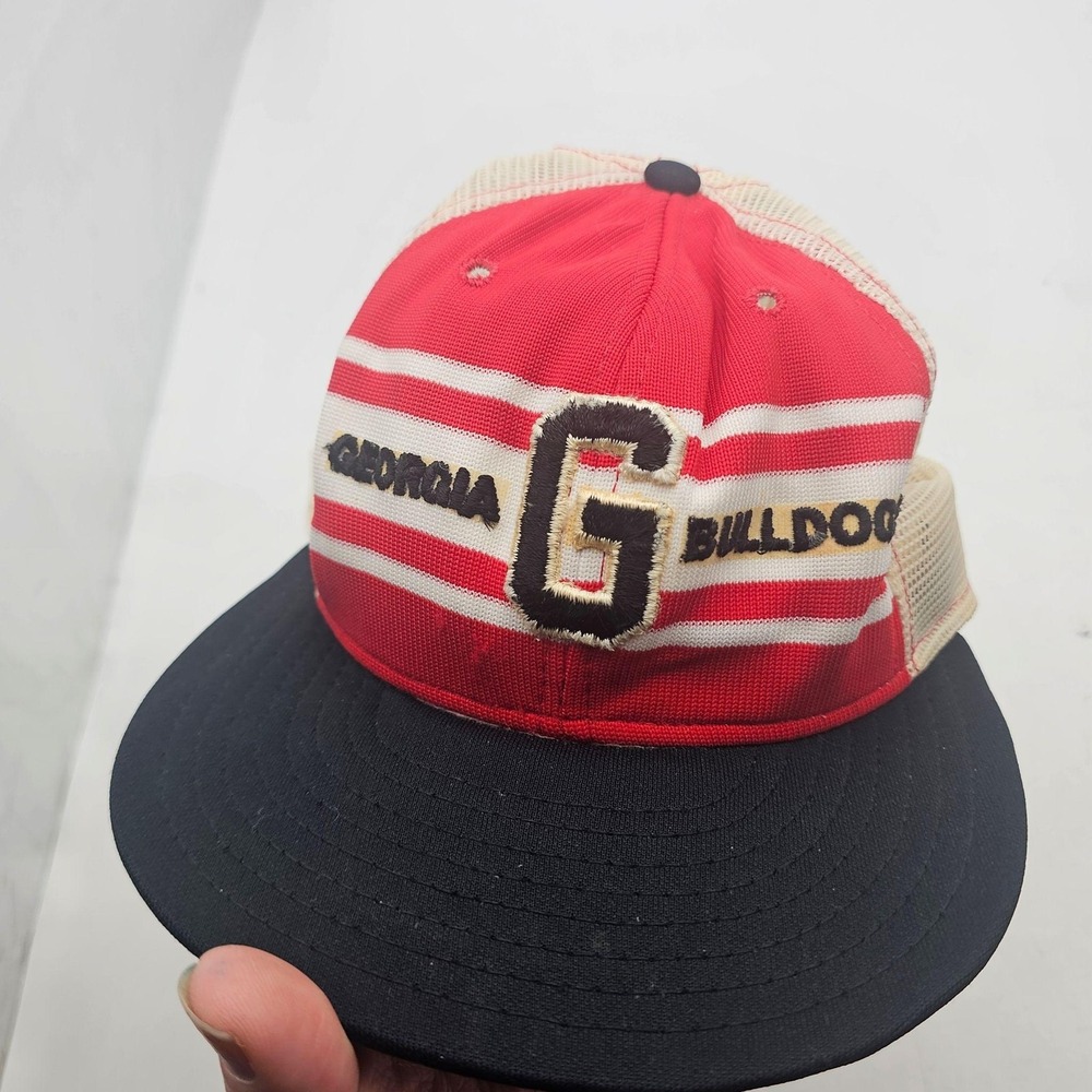 Vintage Georgia Bulldogs Hat Cap Snap Back Mens Large Red NCAA Baseball AJD 80s